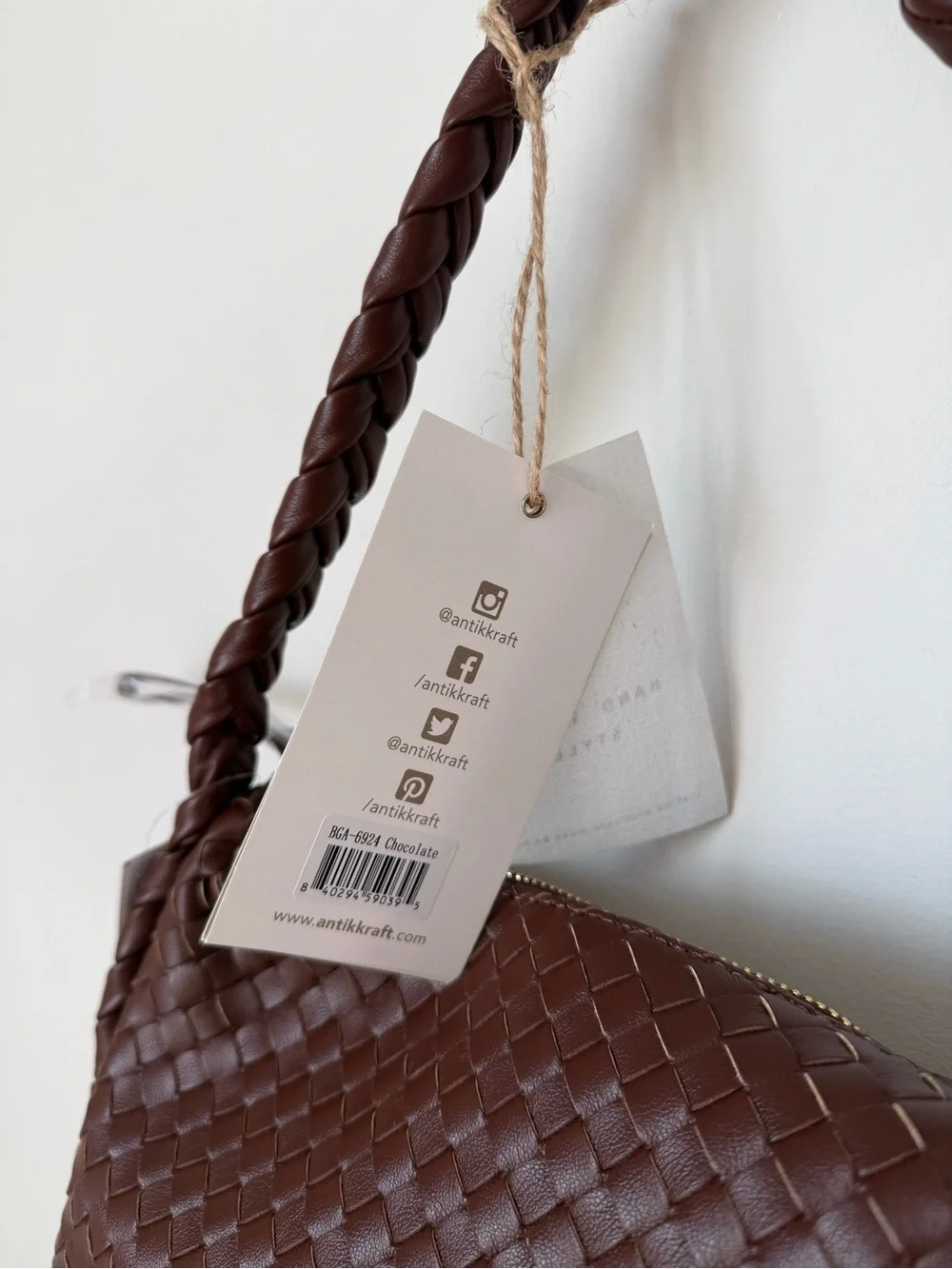 Antik Kraft Brown Braided Shoulder Bag